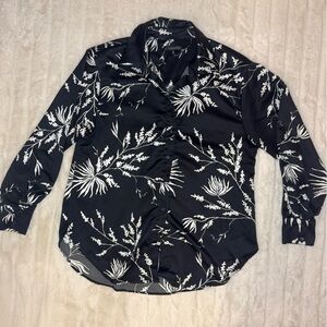 Dynamite Black and White Floral Blouse